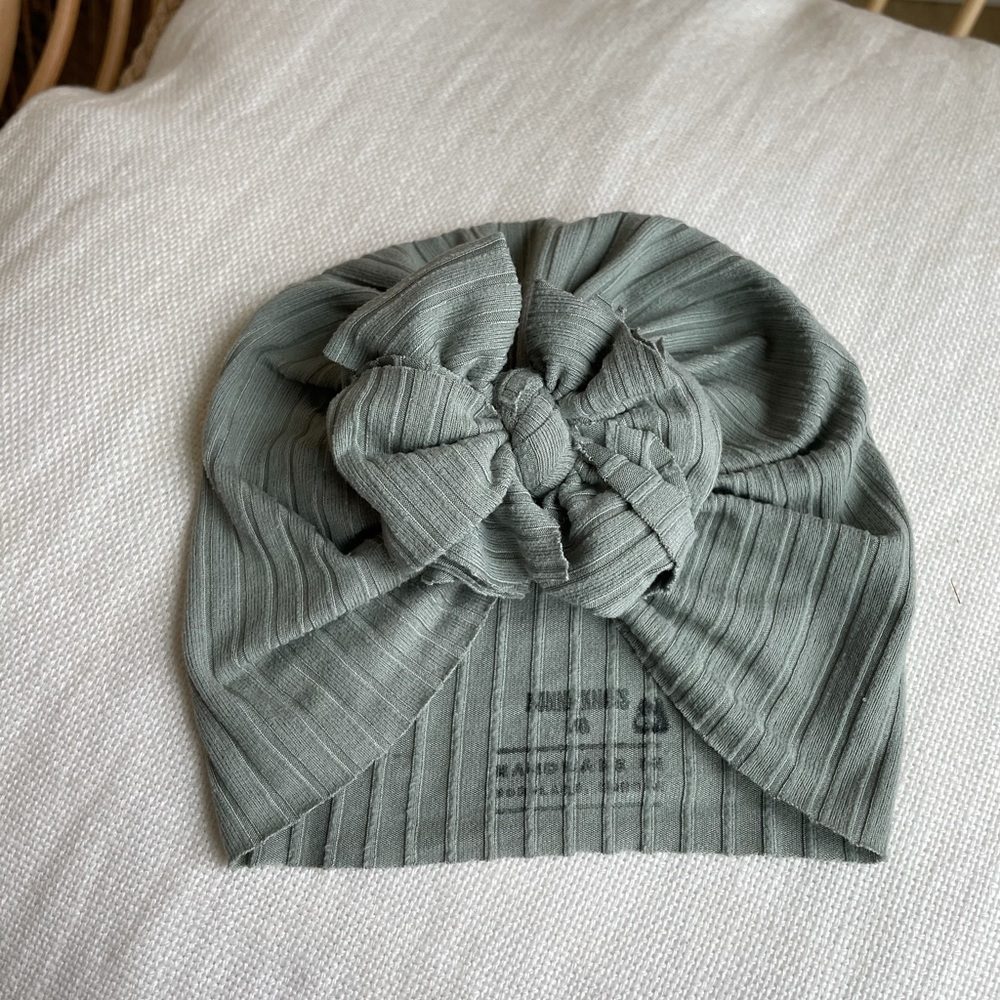 Bunny Knots newborn Baby Turban bow head wrap tan